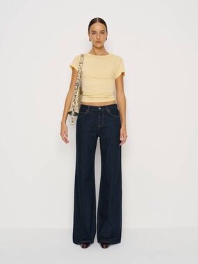 Reformation Cary Low Rise Slouchy Wide Leg Jeans Dark Wash Like New sz 24
